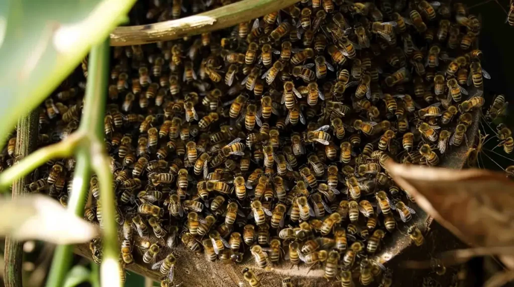 swarm of bees on branch