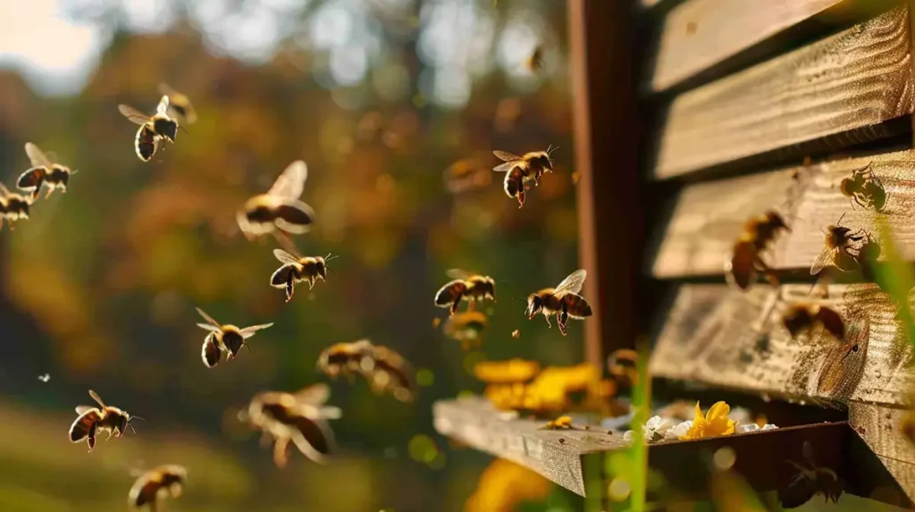 bees at the hive