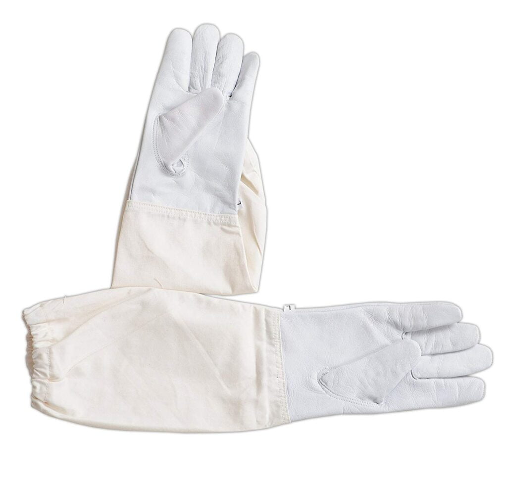 1 Pair 50-53cm XL Beekeeping Protective Gloves Goatskin w/ Vented Long Sleeves*#