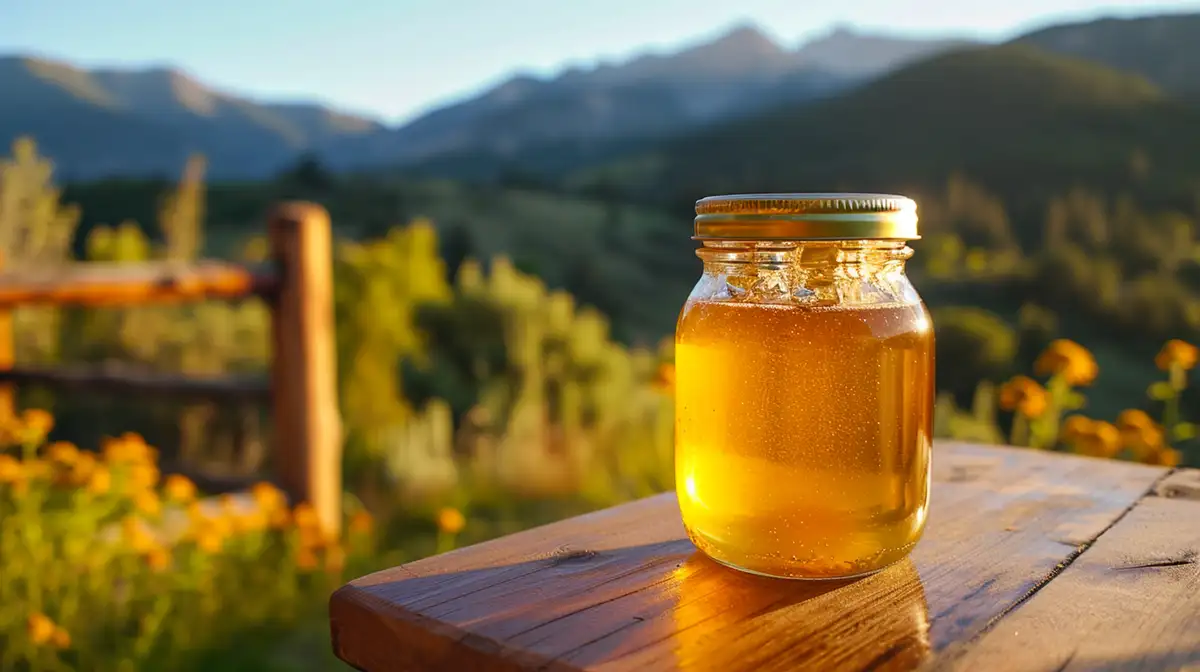 Honey jar closeup