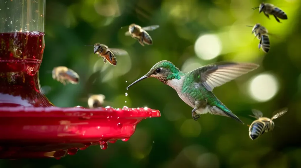 how to keep bees away from hummingbird feeders