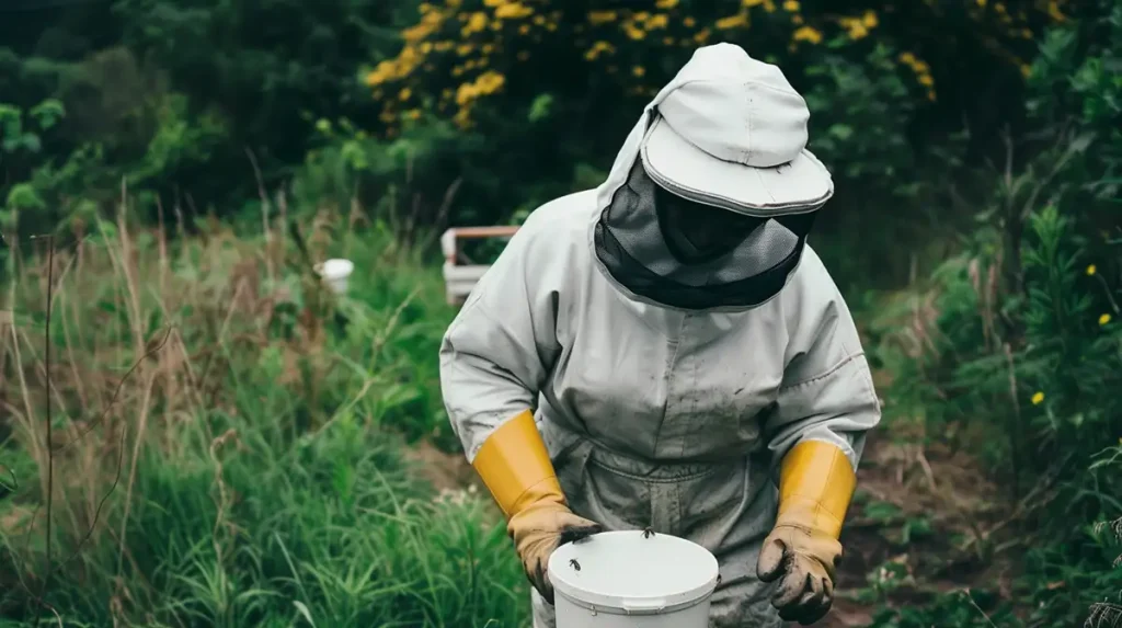 beekeeper wearing protective gear