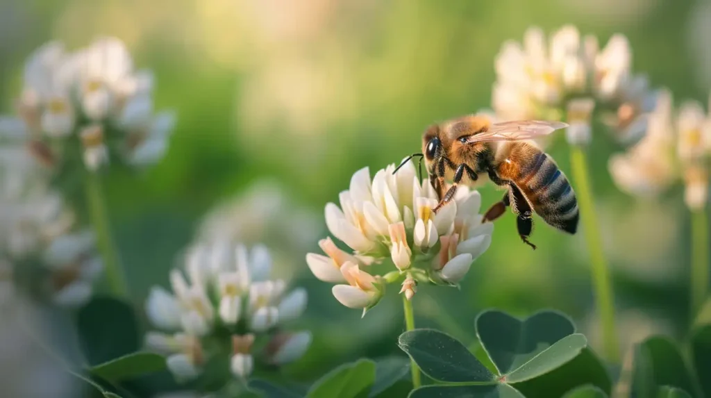 bee on clover flower