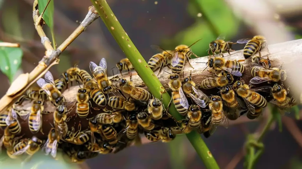bees on a branch